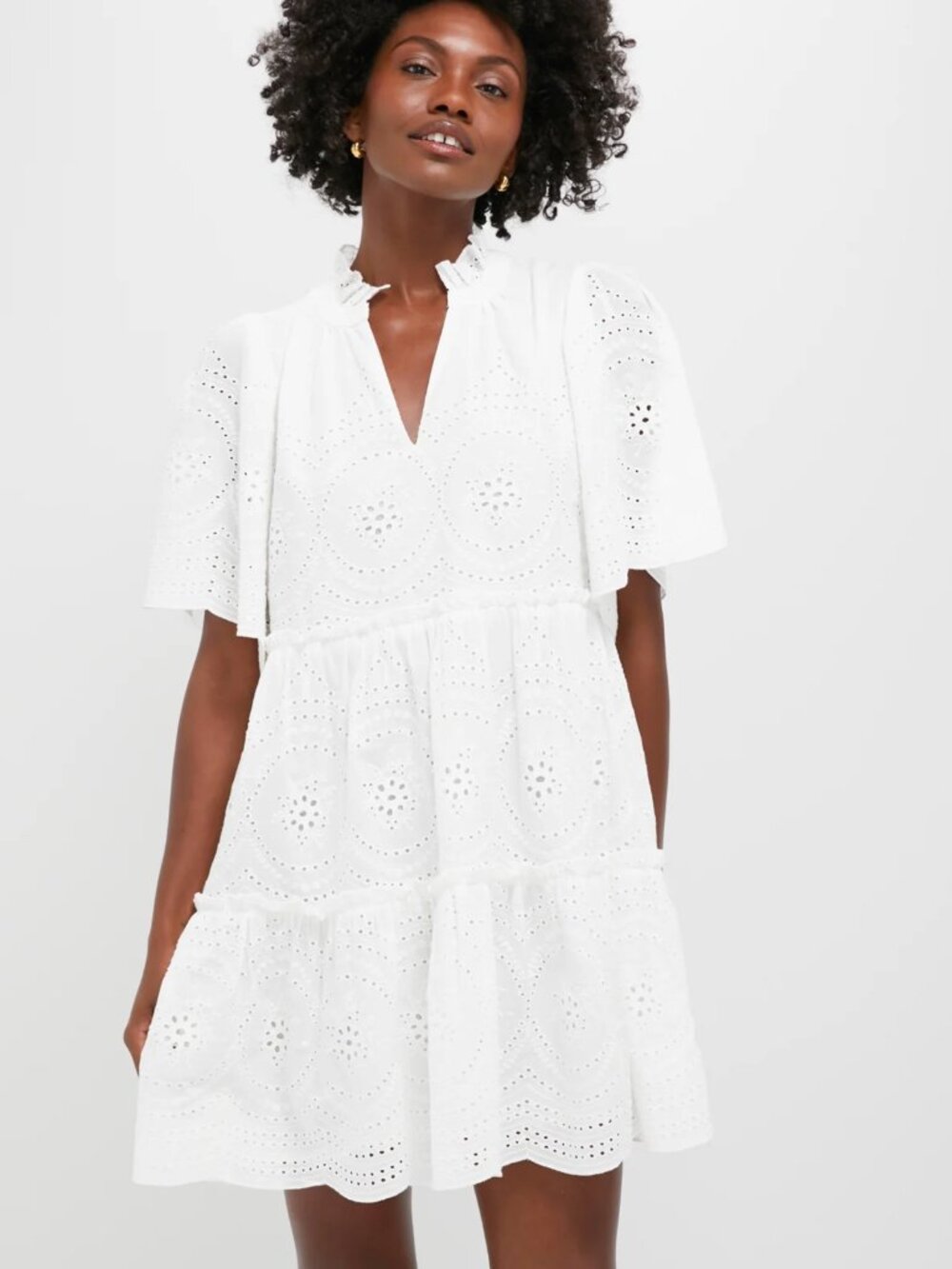 Tuckernuck White Eyelet Crawford Dress mini swing dress size Medium